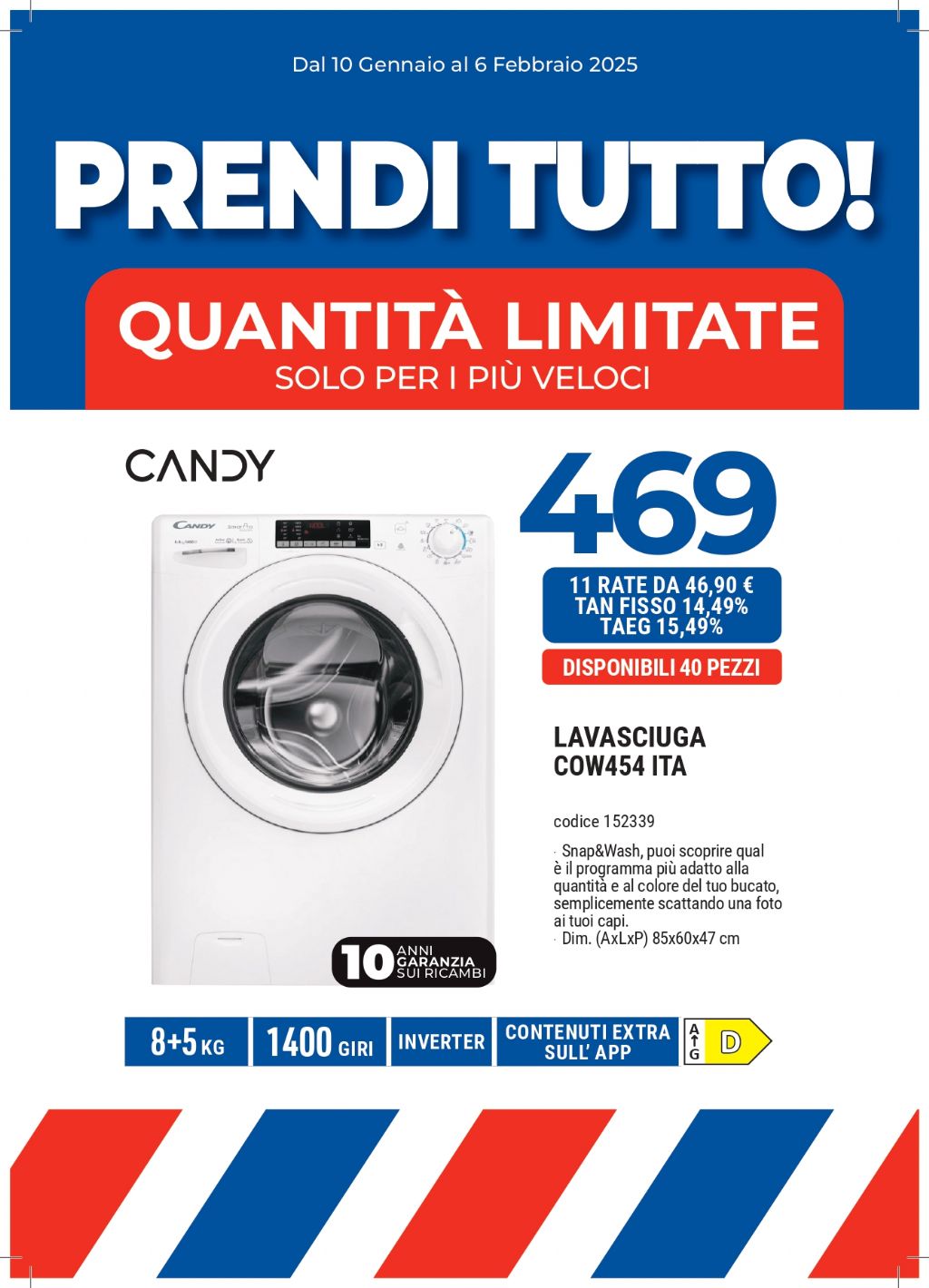 LAVASCIUGA CANDY COW454ITA 8+5 KG